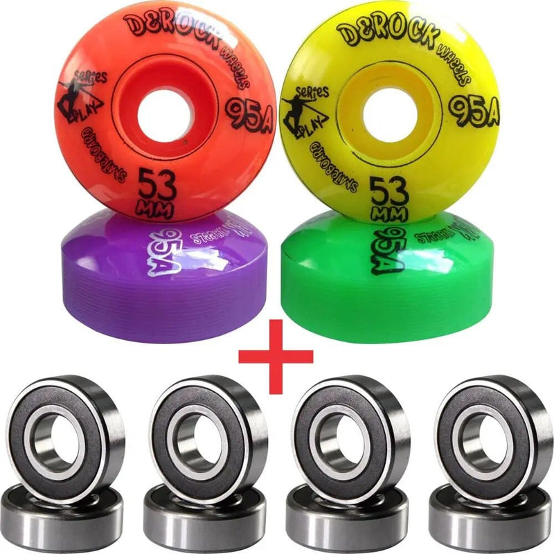 Kit Derock Roda 53mm 95A Play + Rolamento 608 - 6 Modelos