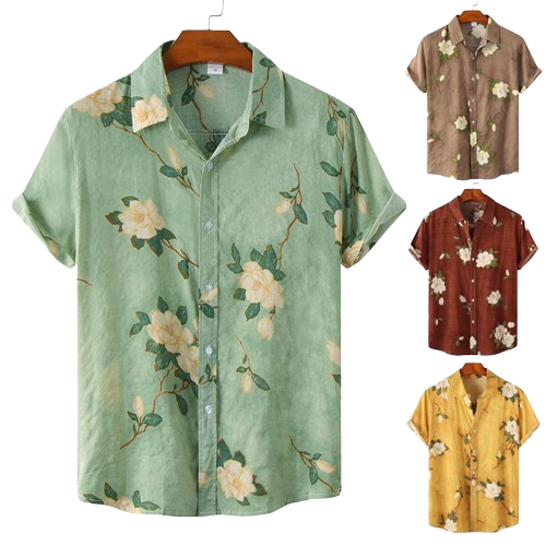 Camisa Manster Floral Summer - Vered/Cáqui/Vermelho/Amarelo