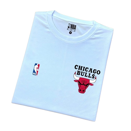 Camiseta NBA Dry Fit Chicago Bulls - Branco Vermelho Azul