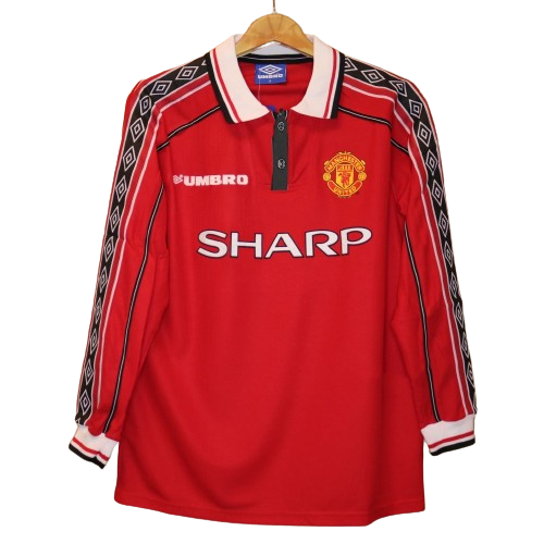 Camisa Manchester United 1998/1999 - Beckham/Scholes/Keane/Cantona - Retrô