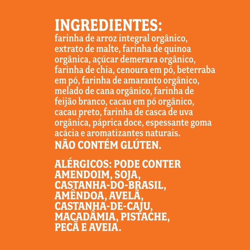 Cereal Matinal Orgânico Vegano biO2 Sem Glúten Cenoura, Beterraba, Cacau e Caramelo Vegan Crunchy 200g