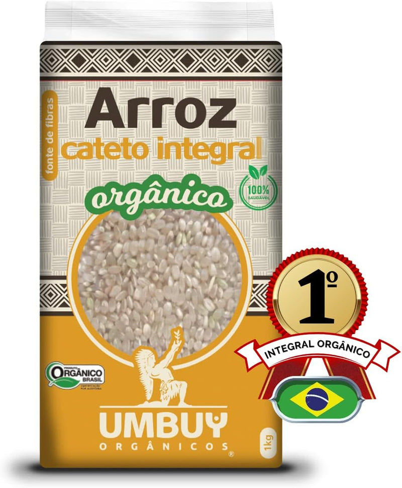 Arroz Cateto Integral Orgânico Umbuy 1Kg Grão Curto Laranja Natural Saudável E Livre De Agrotóxicos