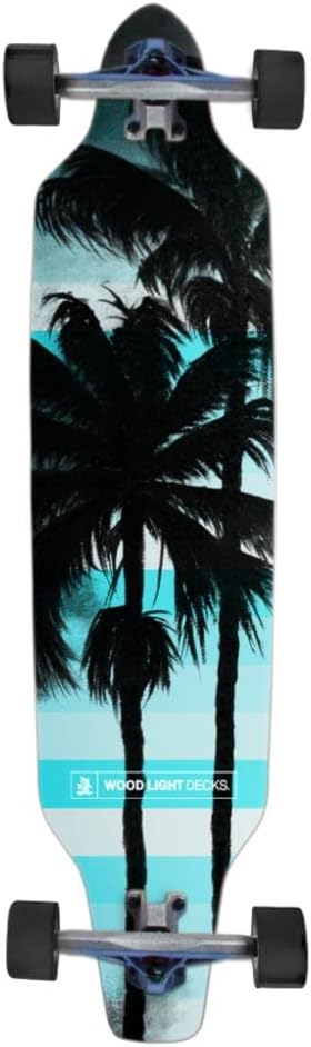 Longboard Wood Light Palm Tree Blue