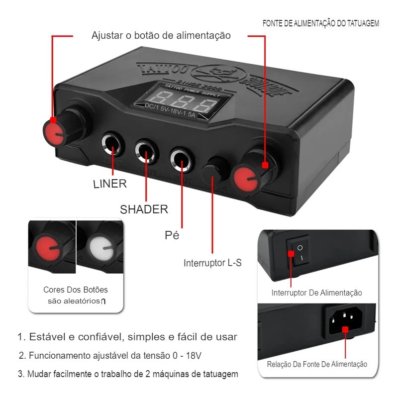 Fonte de Alimentação Shader Double Dual LED 3 Rotary