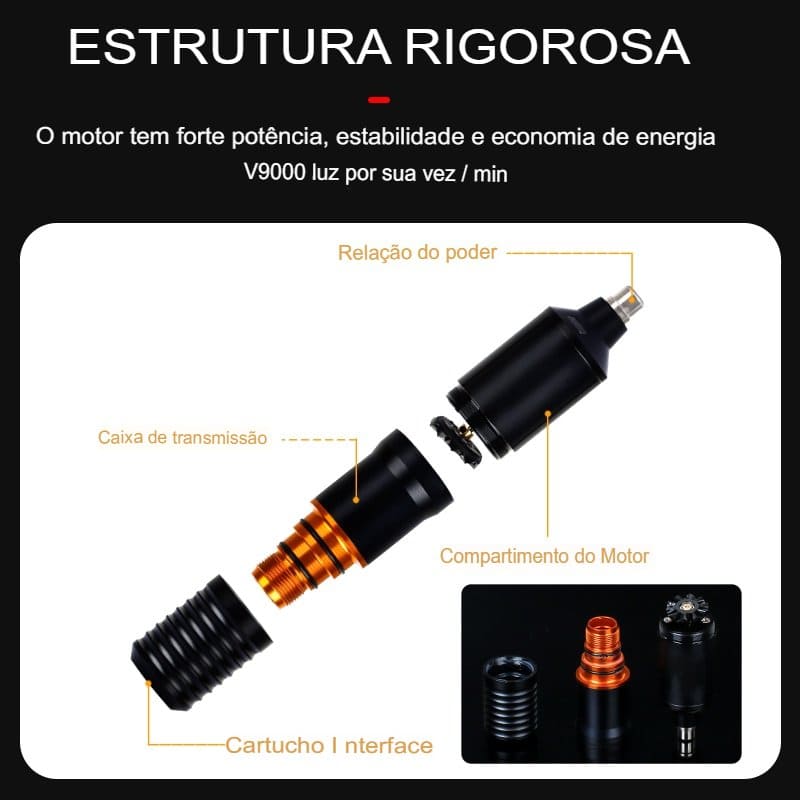 CANETA JOANSPRING TATUAGEM ESPIRAL MOTOR SILENCIOSO LED