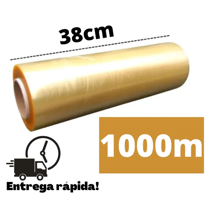 Rolo Bobina Plastico Filme Pvc Esticavel Resistente 38cm X 1000m