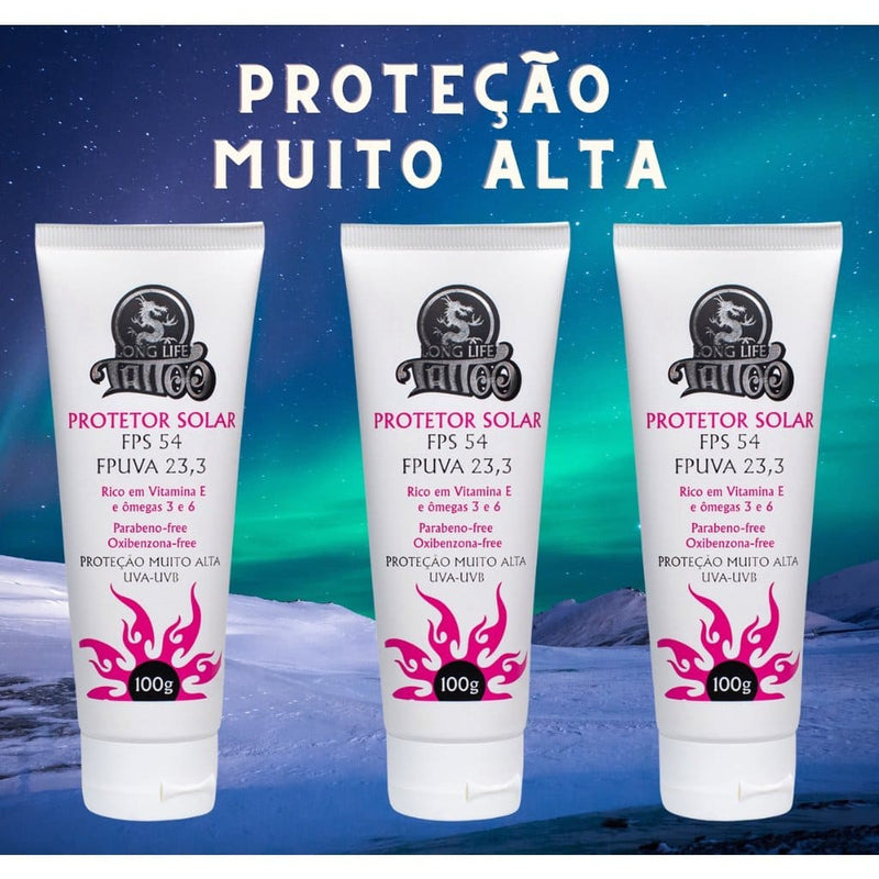 Kit 3 unids Protetor Solar FPS 54 Muita Alta Proteção da Tattoo