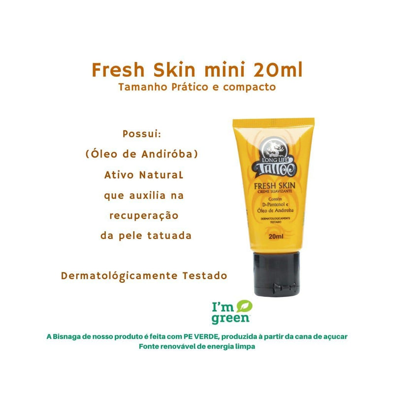 Creme Long Life Tattoo 20ml Fresh Skin C/Ativos Cicatrizantes Naturais