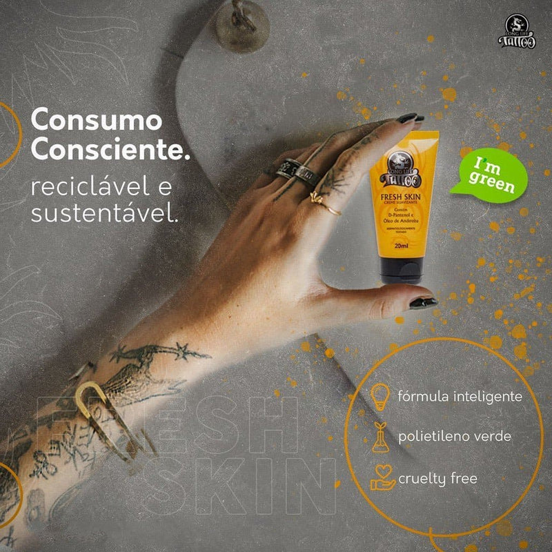 Creme Long Life Tattoo 20ml Fresh Skin C/Ativos Cicatrizantes Naturais