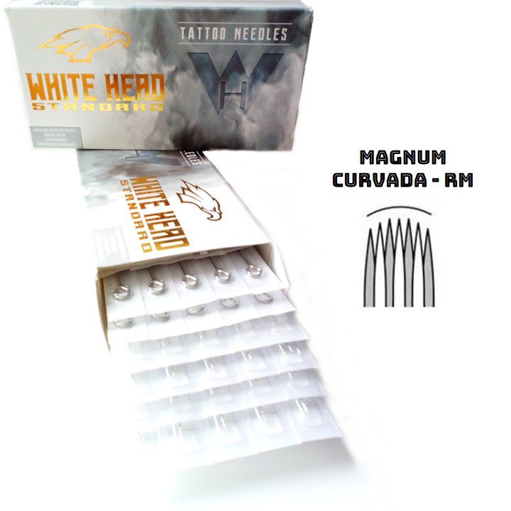 Caixa 50 Hastes Soldadas Descatáveis White Head Magnum Curvada Round