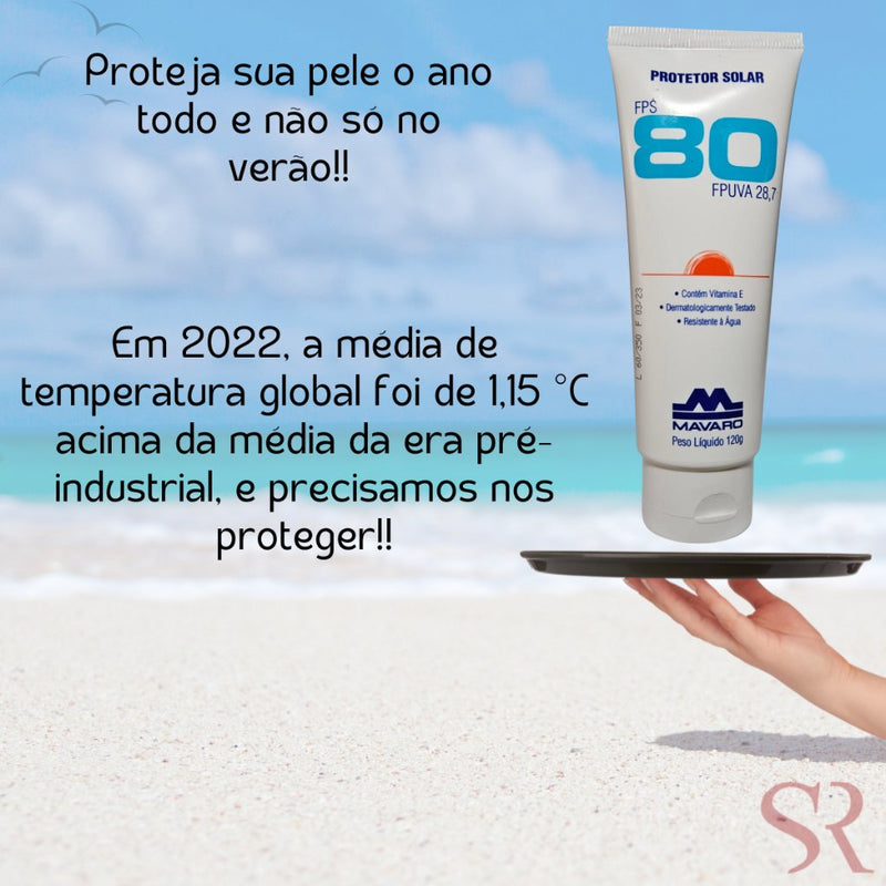 Protetor Solar Fps80 120g Ultra Proteção Resistente Agua protege a pele até 80X Alto poder de hidratação da pele com vitamina E