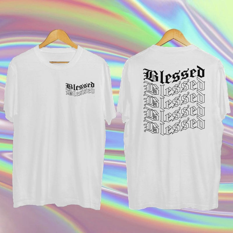 CAMISETA OVERSIZED BLESSED Roxo/Preto/Branco