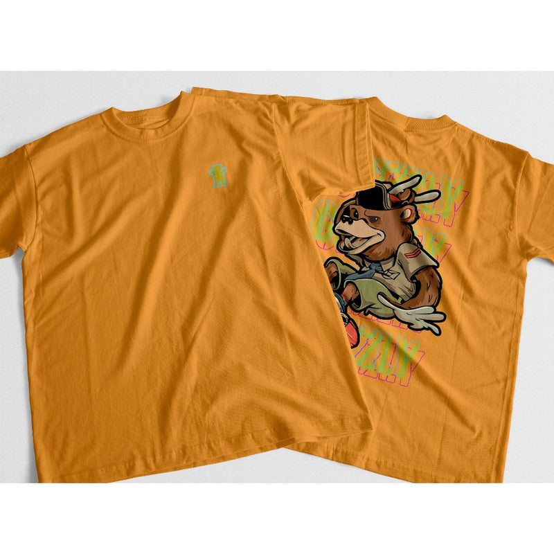 CAMISETA GRIZZLY URSO SKATE - Azul Bebê/Laranja/Rosa