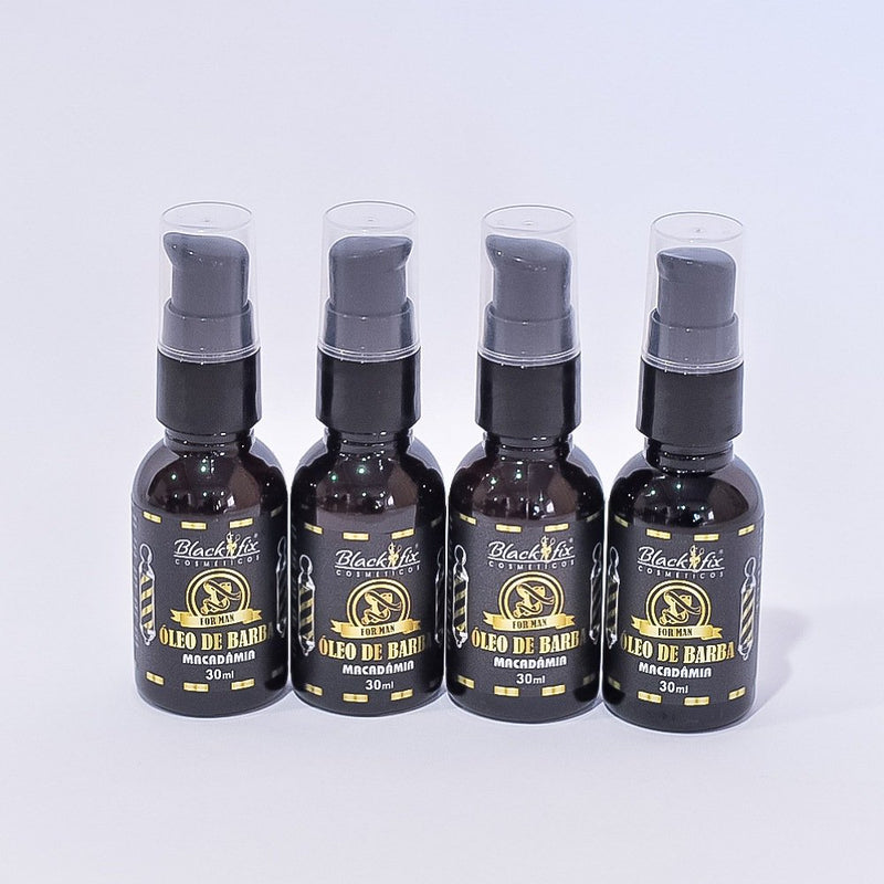 Kit 4 Óleos de Barba com Macadâmia - Black Fix (30ml cada)