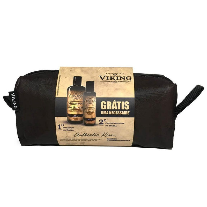 Kit Necessaire Shampoo e Condicionador de Barba Viking Mar