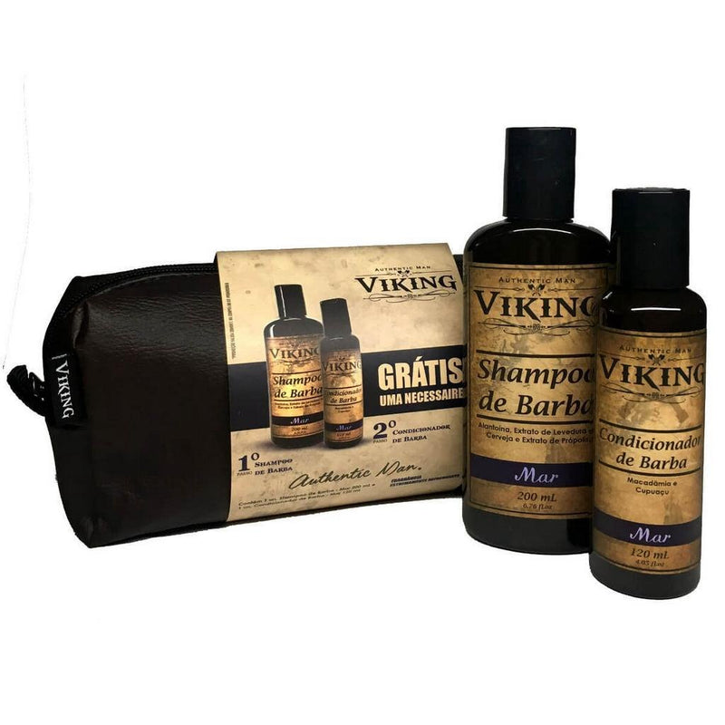 Kit Necessaire Shampoo e Condicionador de Barba Viking Mar