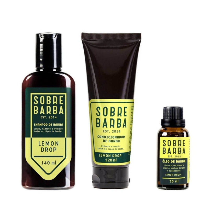 Kit Shampoo + Condicionador + Oleo para Barba Lemon Drop Sobrebarba