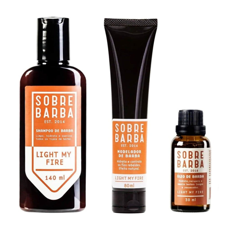 Kit Sobrebarba - Shampoo + Modelador + Óleo de Barba Light My Fire