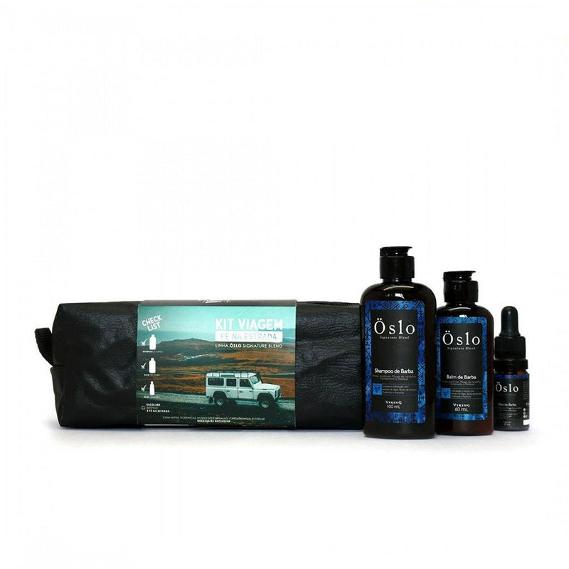 Kit OSLO Viagem Shampoo + Balm + Óleo de Barba Viking - Pé na Estrada