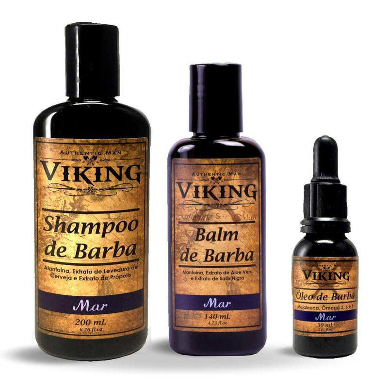 Kit Viking Mar Barba Shampoo + Balm + Óleo