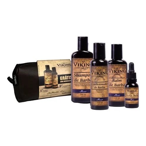 Kit Barba Viking Mar - Shampoo + Condicionador + Balm + Óleo