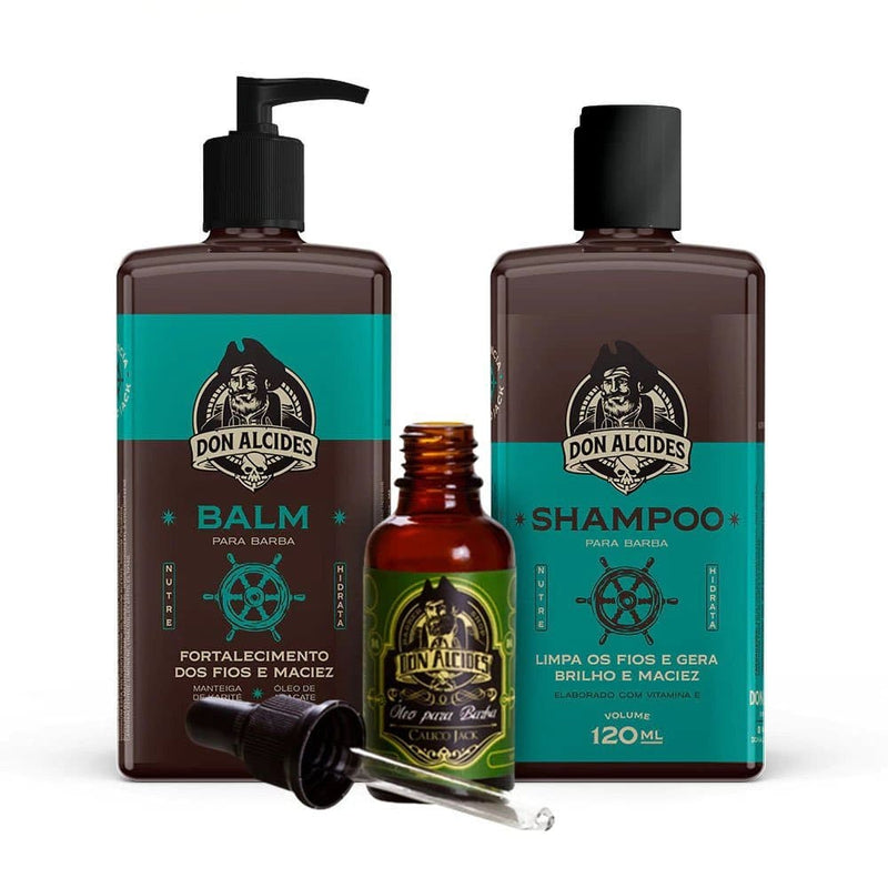 Kit Don Alcides Calico Jack Shampoo + Balm + Óleo para Barba