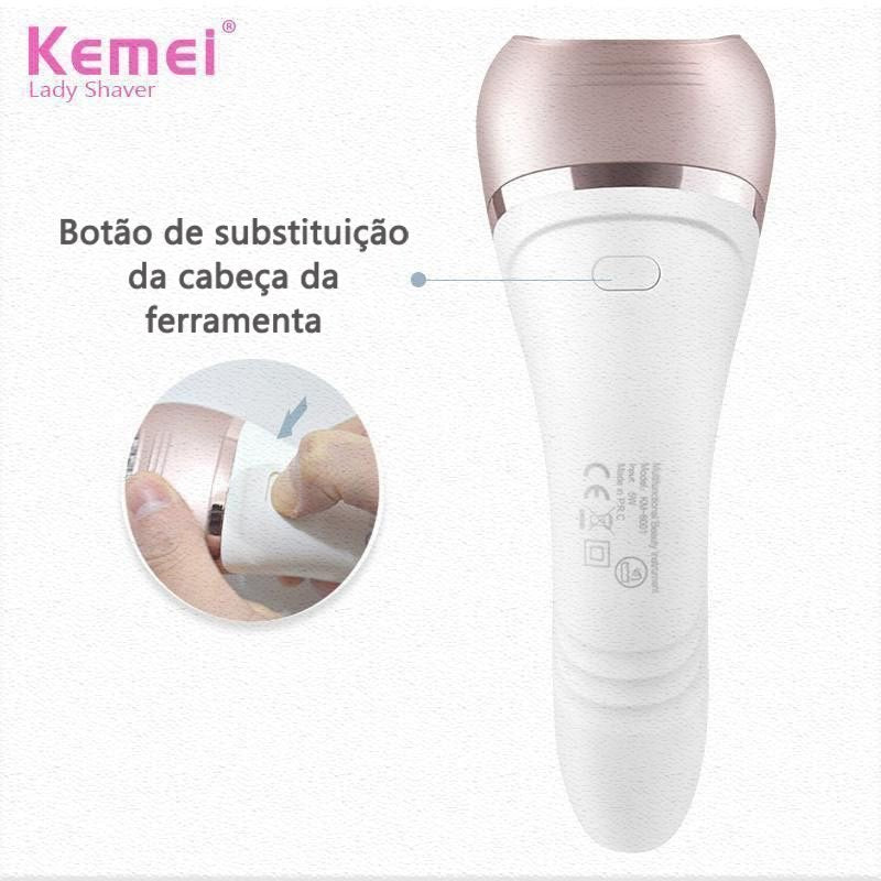 Máquina Kemei Ladies Shaver KM-8001 Lavagem de Rosto Elétrico