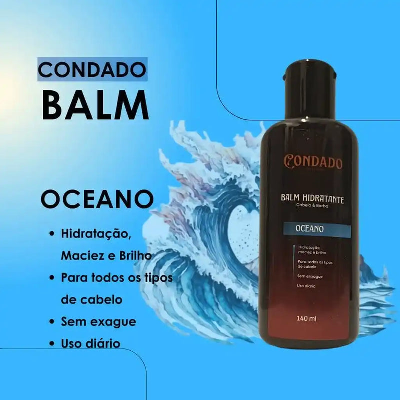 Kit Condado Oceano 5 Balm + Óleo + Shampoo + Creme Modelador + Dêo Colônia