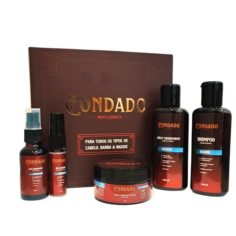 Kit Condado Oceano 5 Balm + Óleo + Shampoo + Creme Modelador + Dêo Colônia