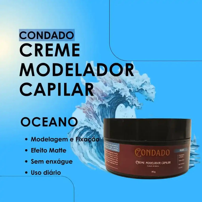 Kit Condado Oceano 5 Balm + Óleo + Shampoo + Creme Modelador + Dêo Colônia