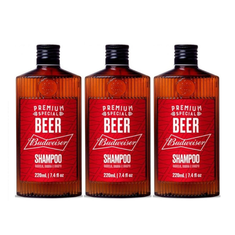 Shampoo Budweiser Premium Especial 220 ml - Kit 3 unidades