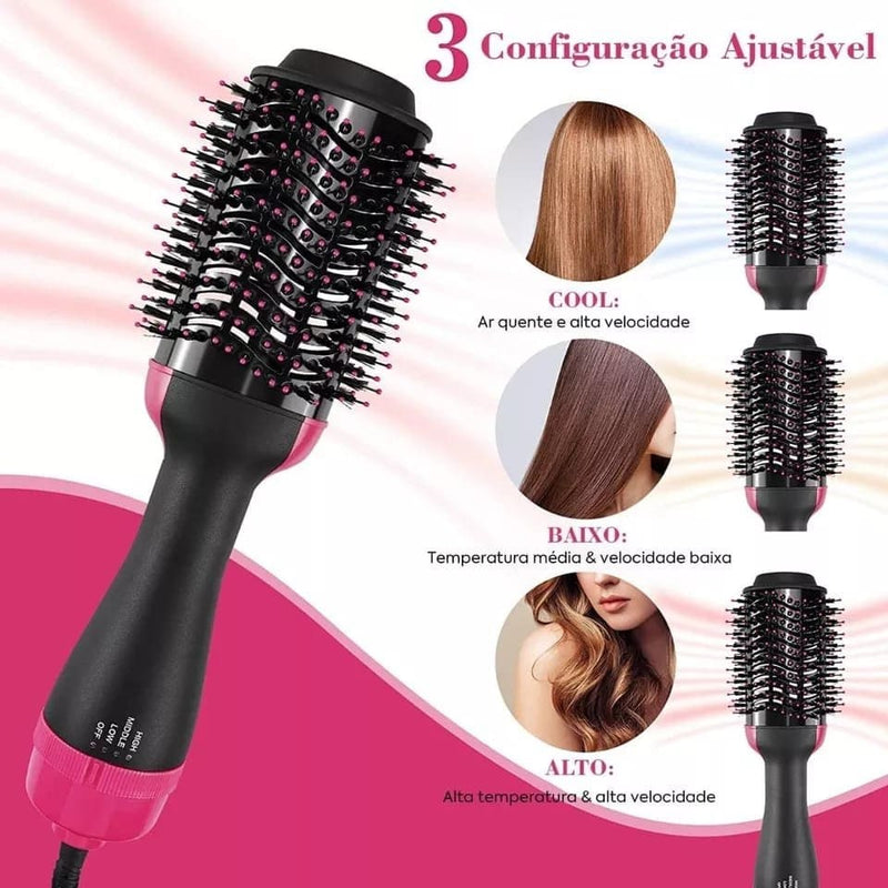 Escova Secadora Alisador Elétrica Quente Cabelo Com 3 Em1 Hair Styler