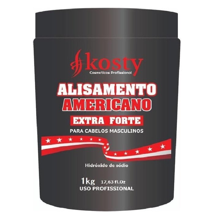 Kosty Alisamento Americano Extra forte P/ Cabelos Masculinos Black 1kg