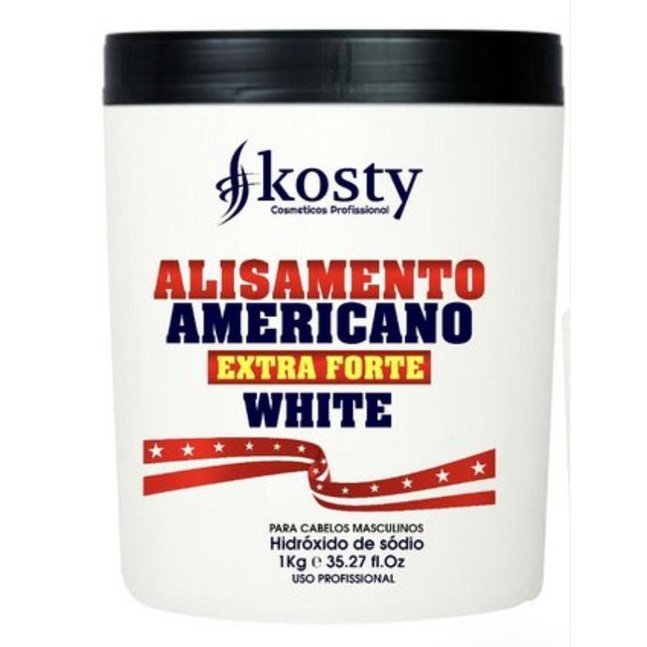 Kosty Alisamento Americano Extra forte P/ Cabelos Masculinos White 1kg