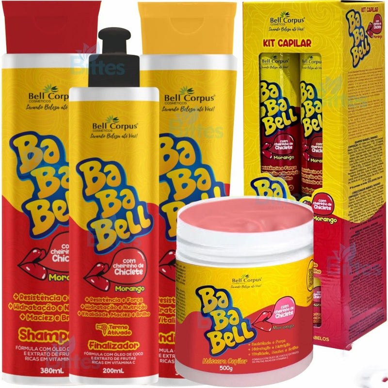 Kit Bababell Bell Corpus Hidratação de Cabelo Cheirinho de Chiclete Morango