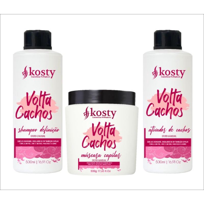 Kit de Transição Capilar Volta Cachos Kosty 500ml cada