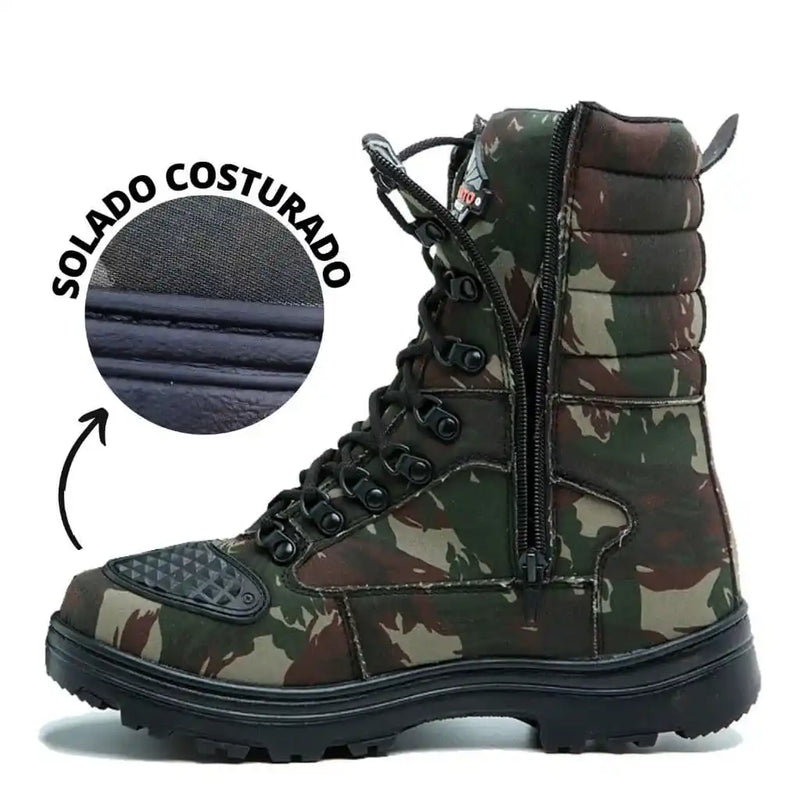 Coturno Militar Tático Zíper 1907 Camuflado