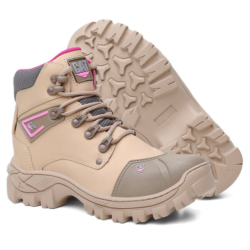 Bota Caterpillar Feminina Couro Legitimo Areia