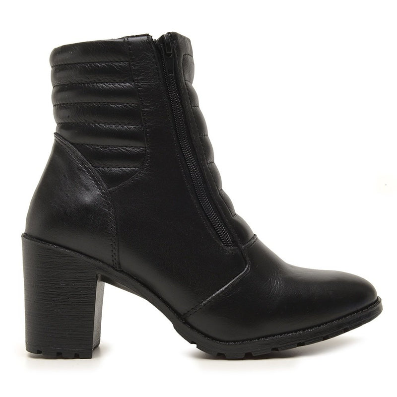 Bota Feminina Couro Salto Grosso Cano Baixo X