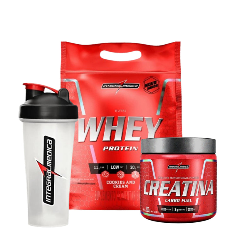 Kit 1x Nutri Whey Protein Refil 900g + 1x Coqueteleira IntegralMédica + 1x Creatina Carbo Fuel 300g