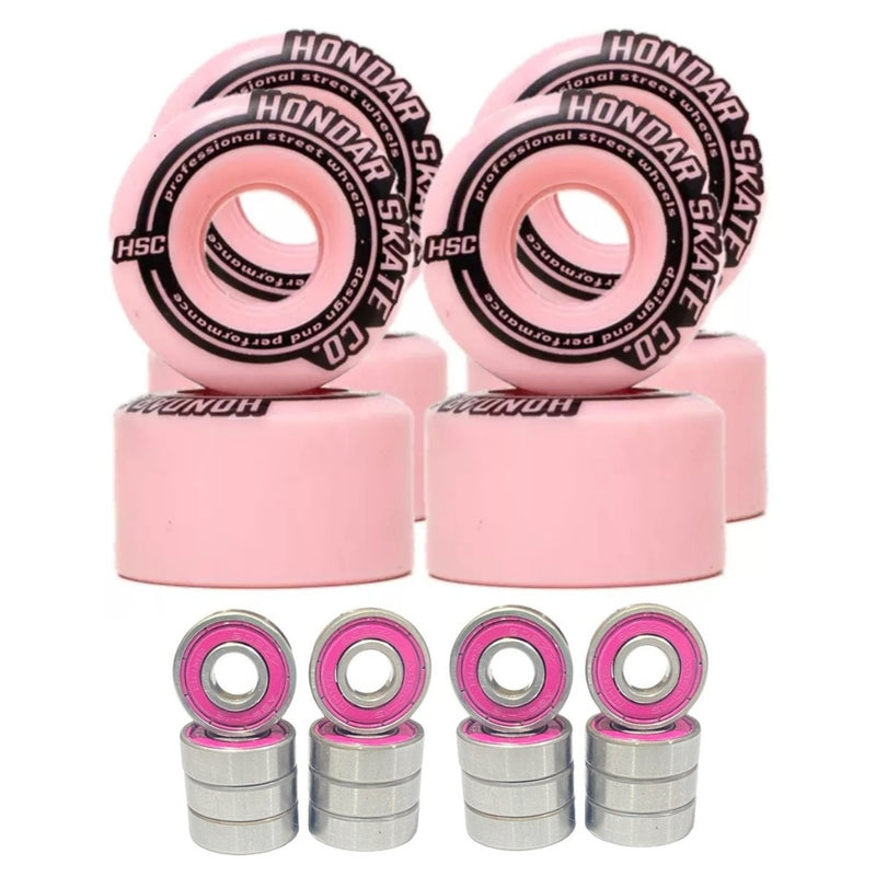 KIT 8 Rodas Patins Quad Retrô 54mm Hondar + 16 Rolamentos Abec 15