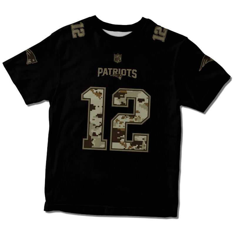 Camisa New England Patriots - Tom Brady 12 - Preta Camuflada