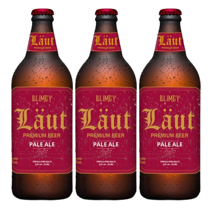 Kit 3x Cervejas Artesanais Läut Pale Ale Premium Beer Puro Malte 600ml