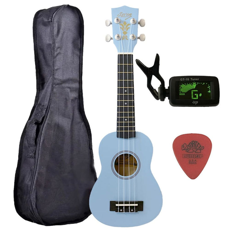 Ukulele Seven Soprano Suk-07 BK Azul + Capa + Afinador