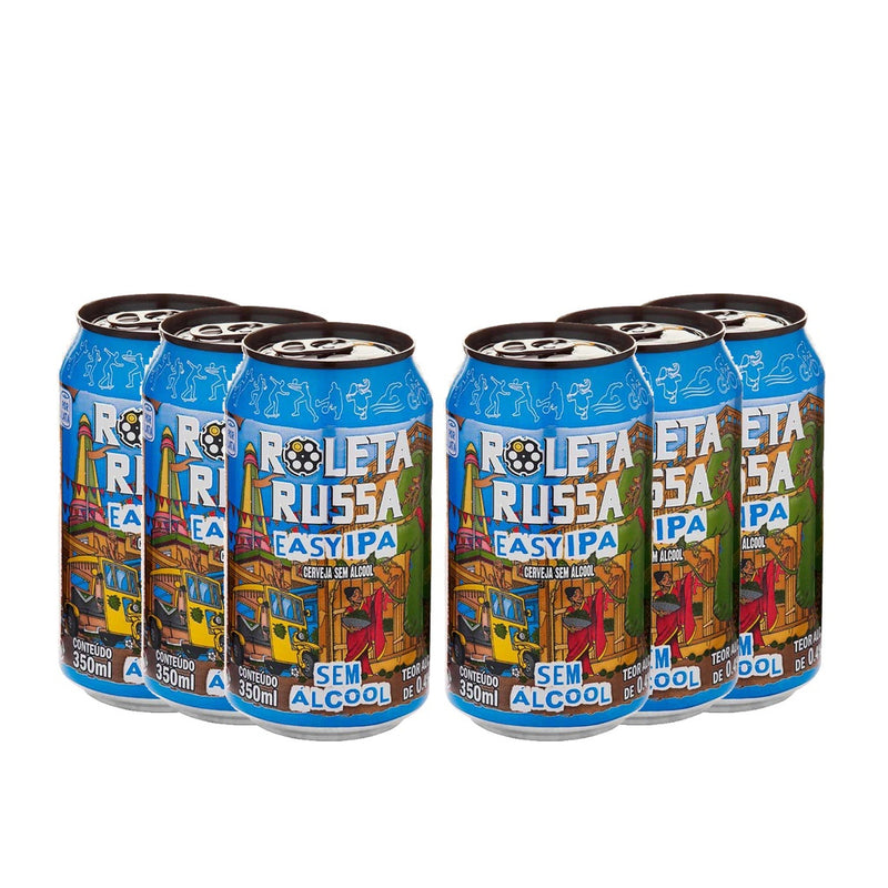 Kit 6x Cervejas Roleta Russa Easy IPA Sem Álcool Lata