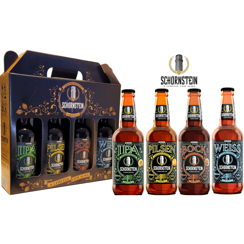 Kit Presente 4x Cerveja Schornstein Ipa, Weiss, Bock e Pilsen 500ml