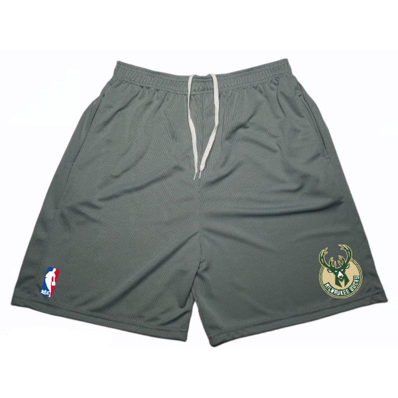 Bermuda NBA Dry Fit Milwaukee Bucks - Branco/Cinza