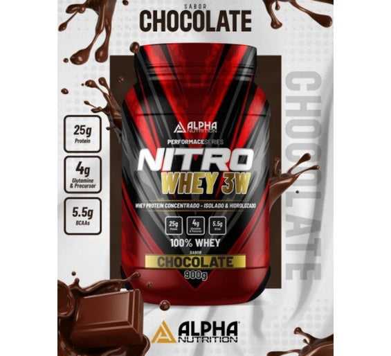 Whey Protein Nitro 3W 907g Alpha Nutrition Chocolate