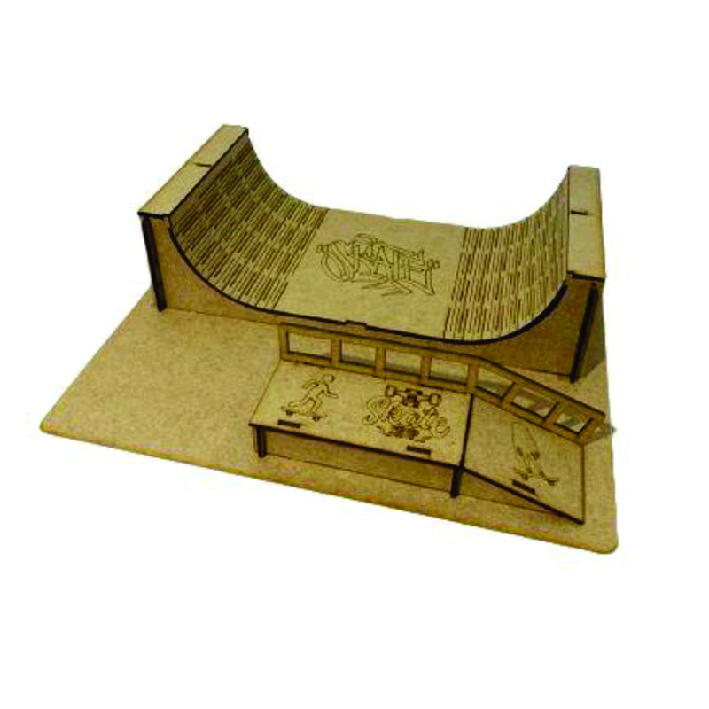 Pista Rampa Skate de Dedo MDF Natural