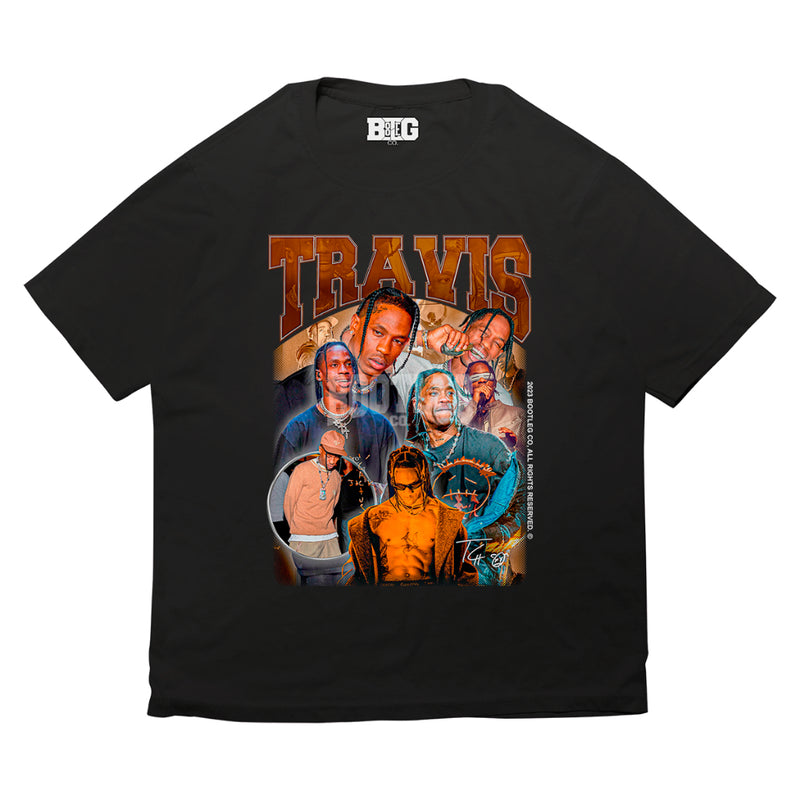 Camiseta Bootleg CO. Travis Scott Rapper Sicko Mode - Preto